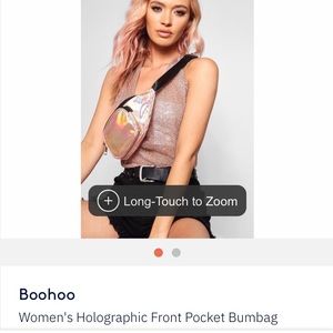Boohoo Pink Holographic Two pocket fanny pack
